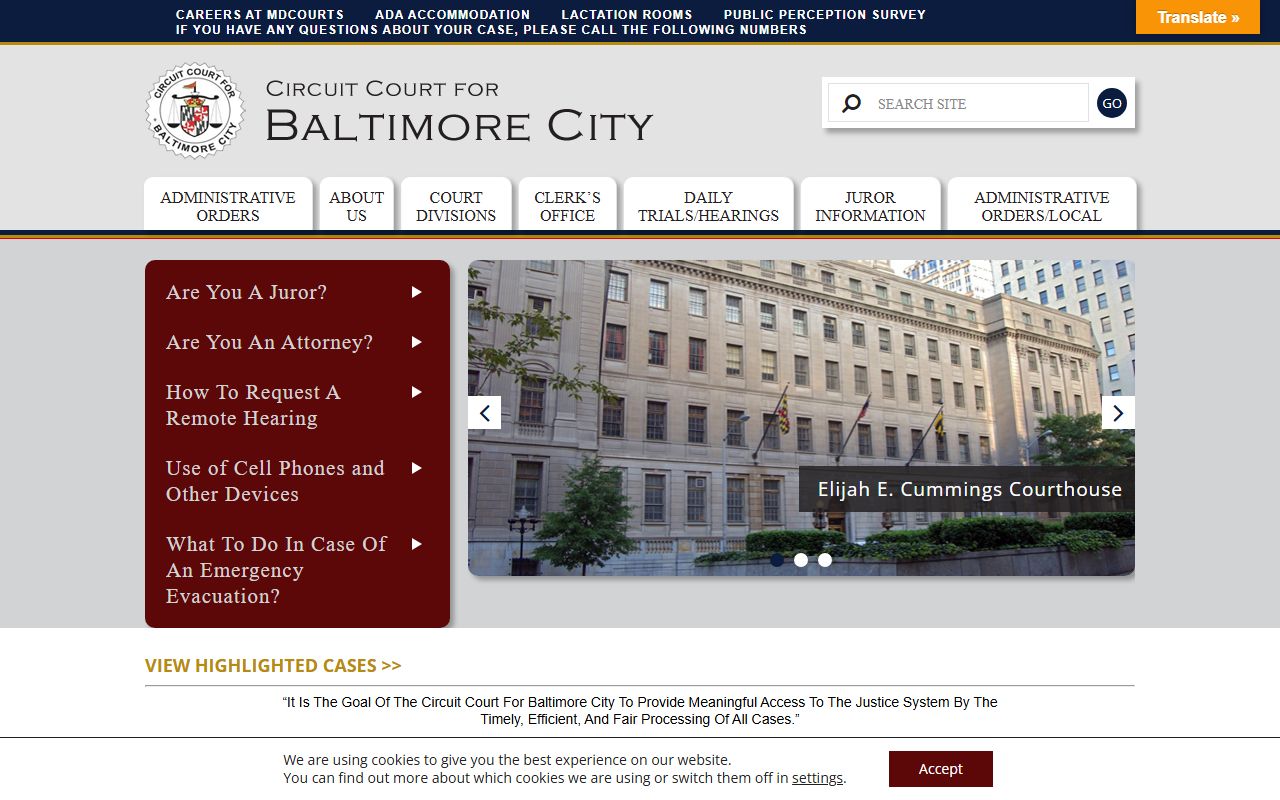 Baltimore City Circuit Court traffic court records search
