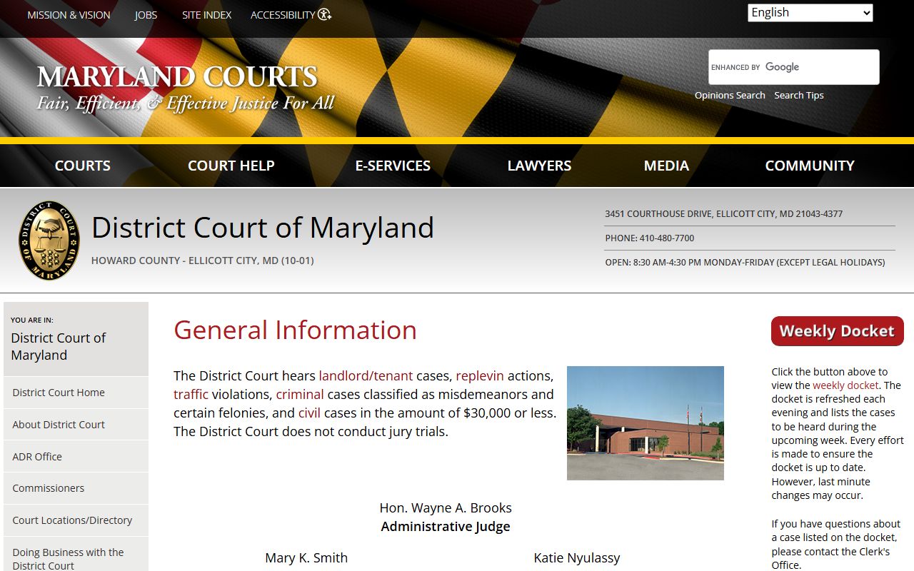 ellicott city traffic court records howard county district court