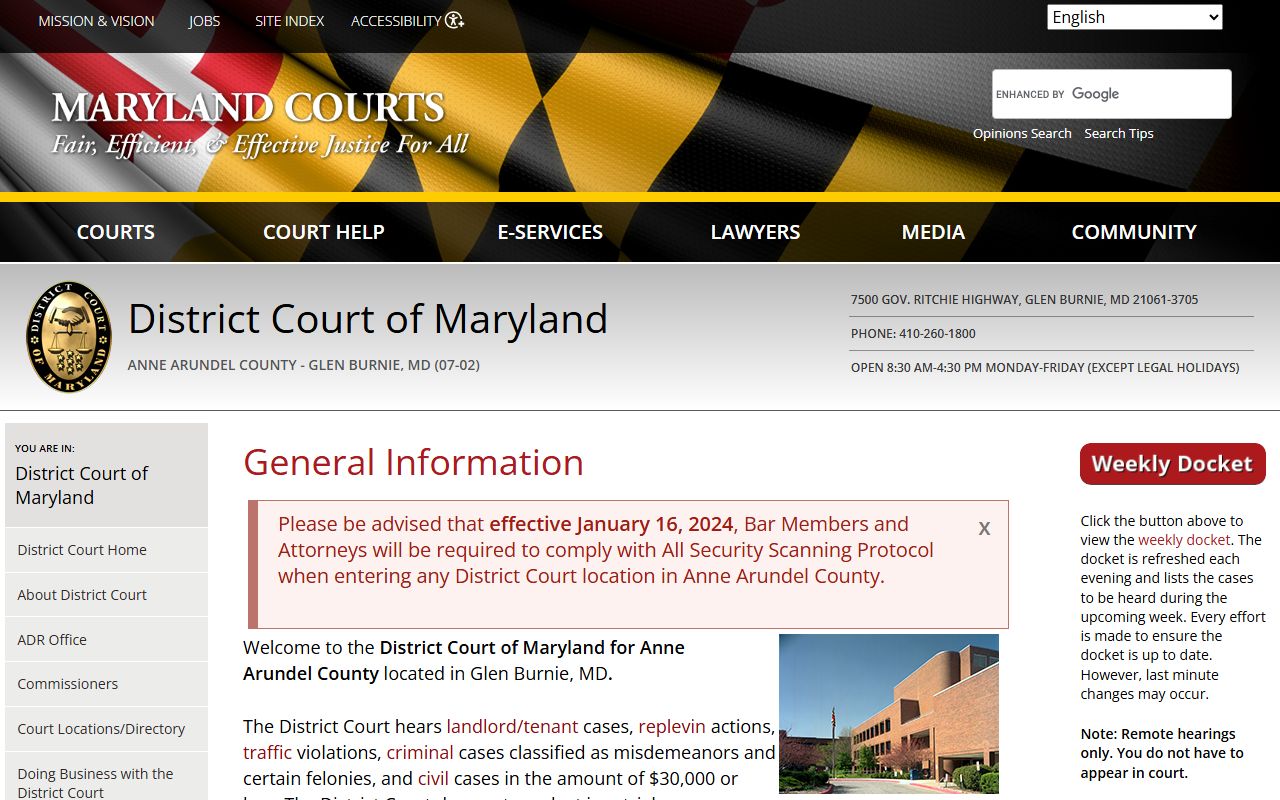 glen burnie traffic court records anne arundel district court