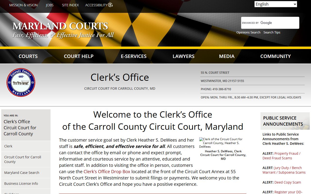 carroll county circuit court clerk traffic court records