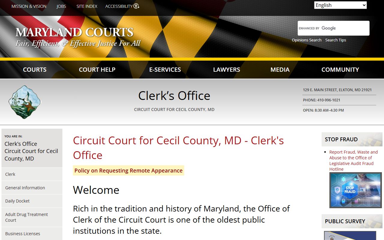 cecil county circuit court clerk office traffic records