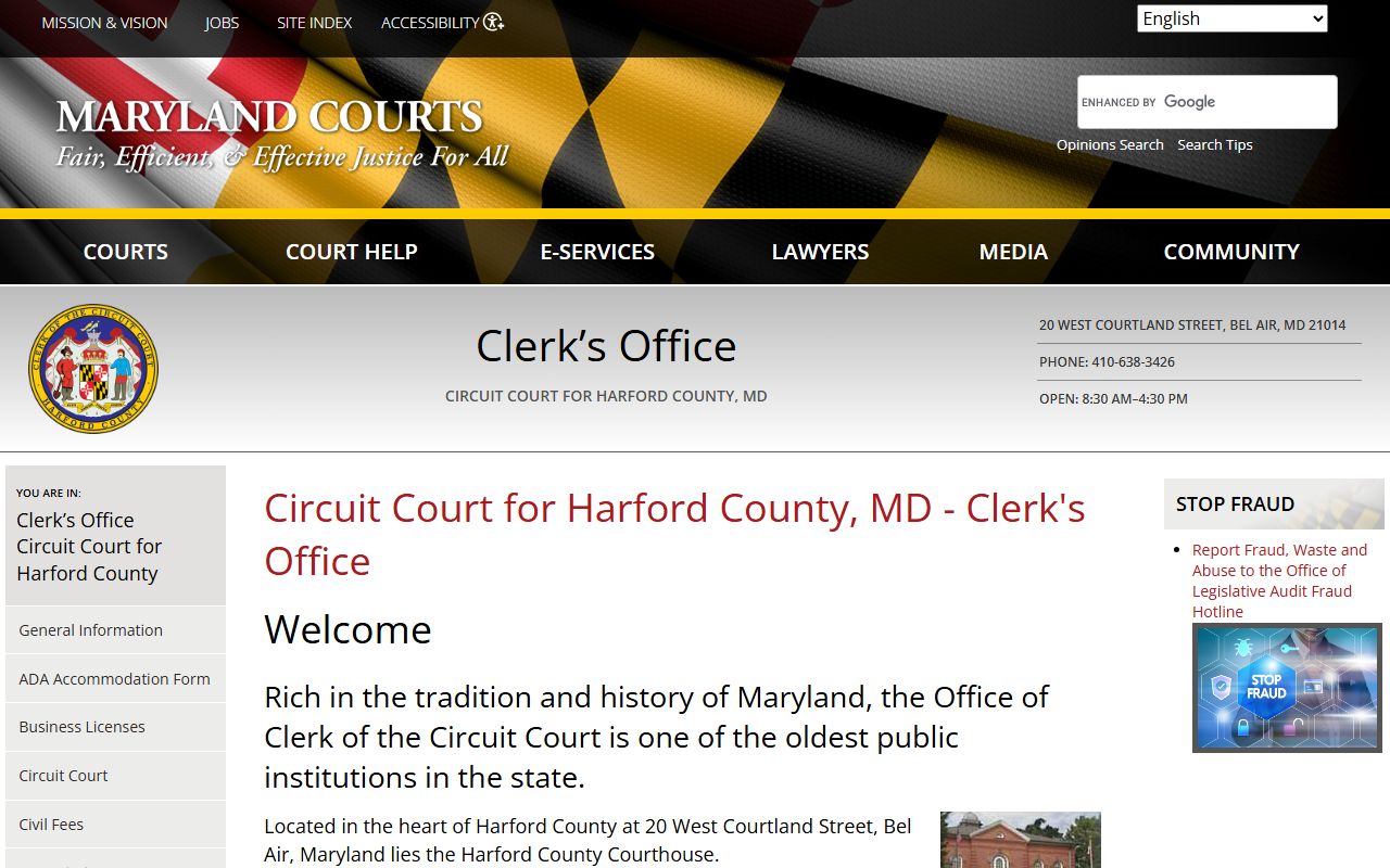 harford county traffic court records circuit court clerk information