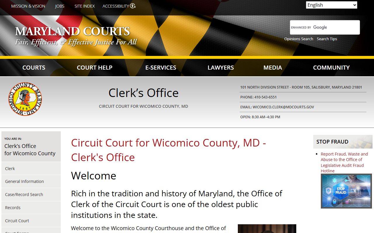 wicomico county traffic court records circuit court clerk page