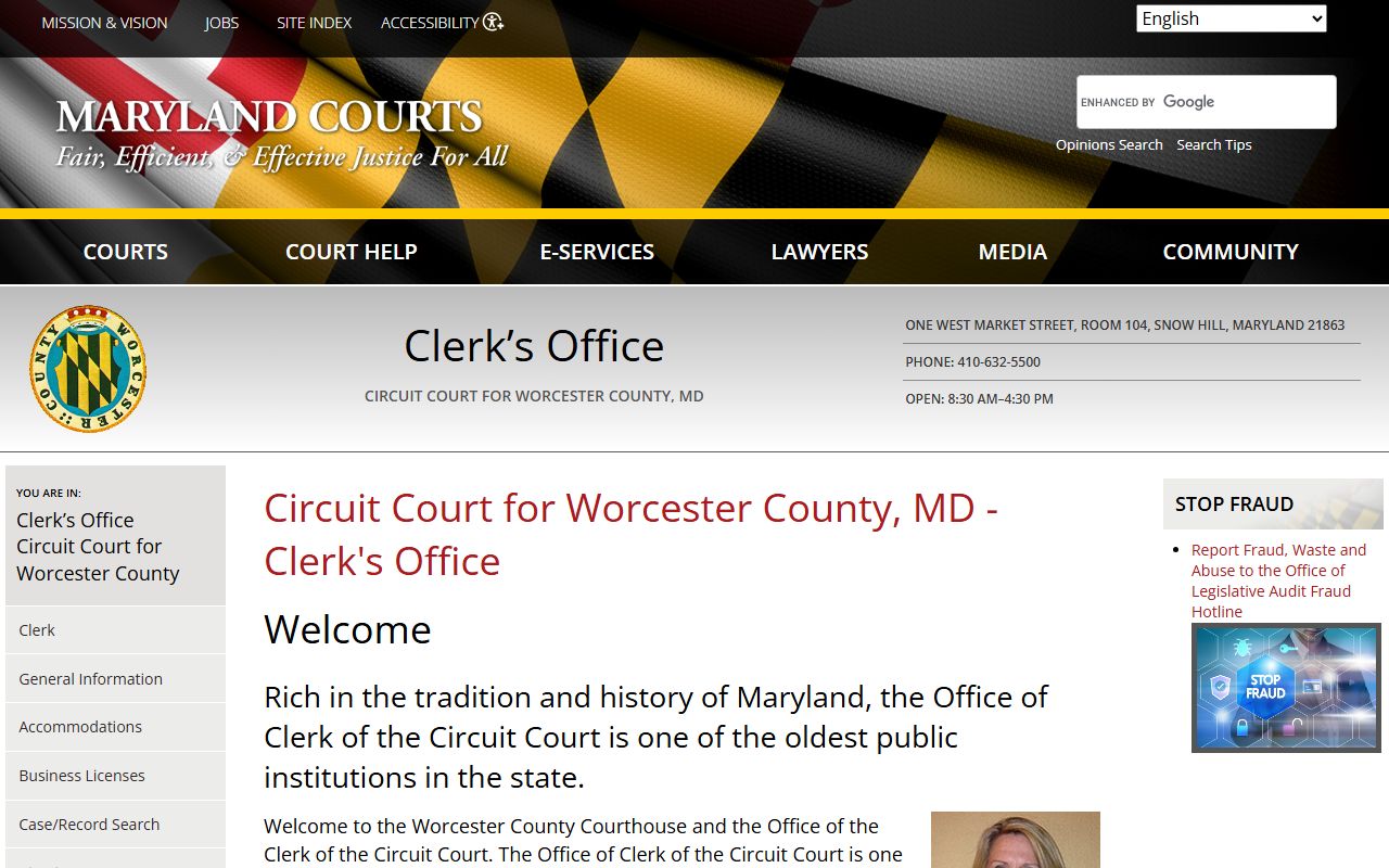 worcester county traffic court records circuit court clerk page